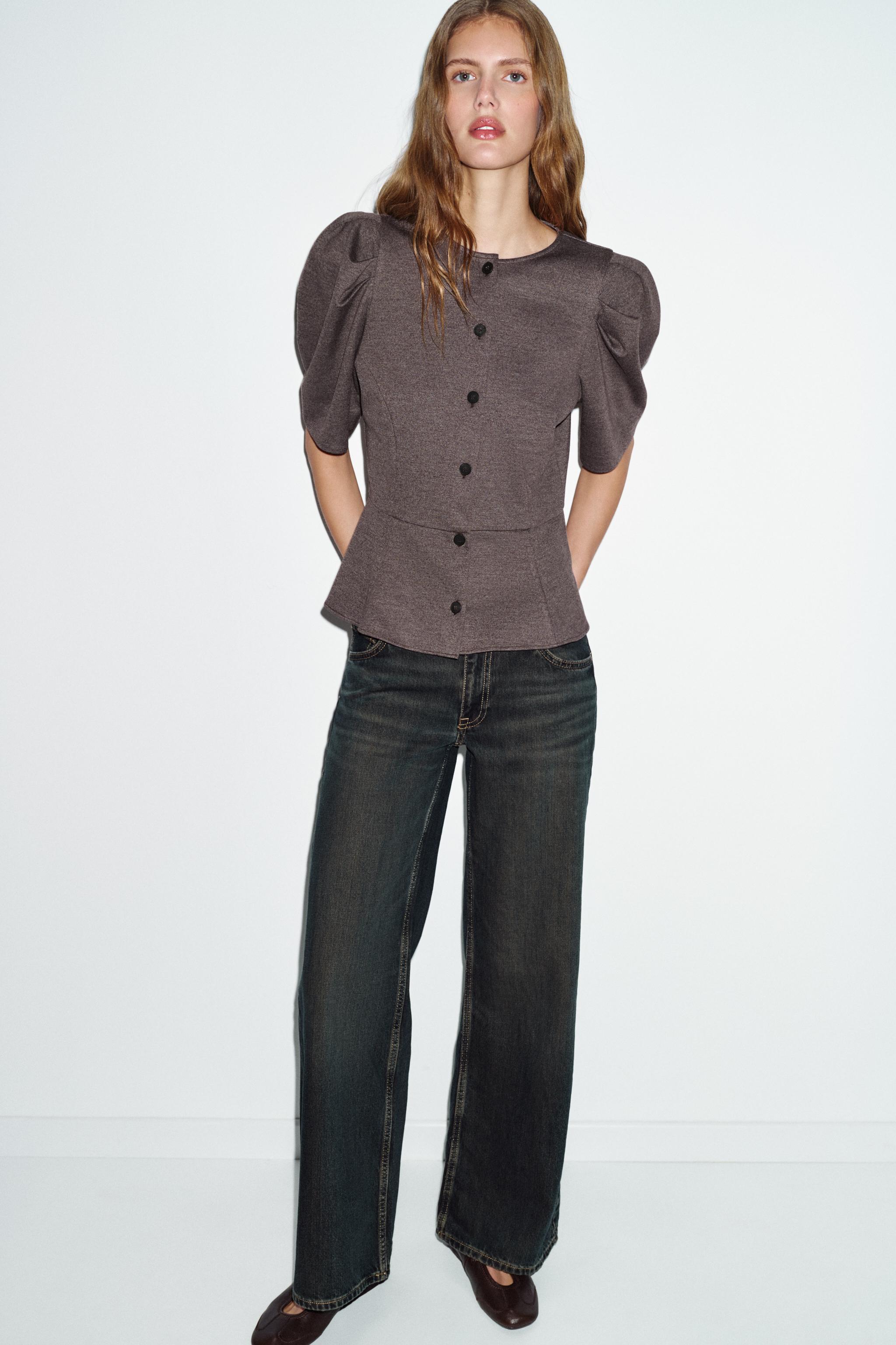 PUFF SLEEVE TOP - brown vigore | ZARA Canada