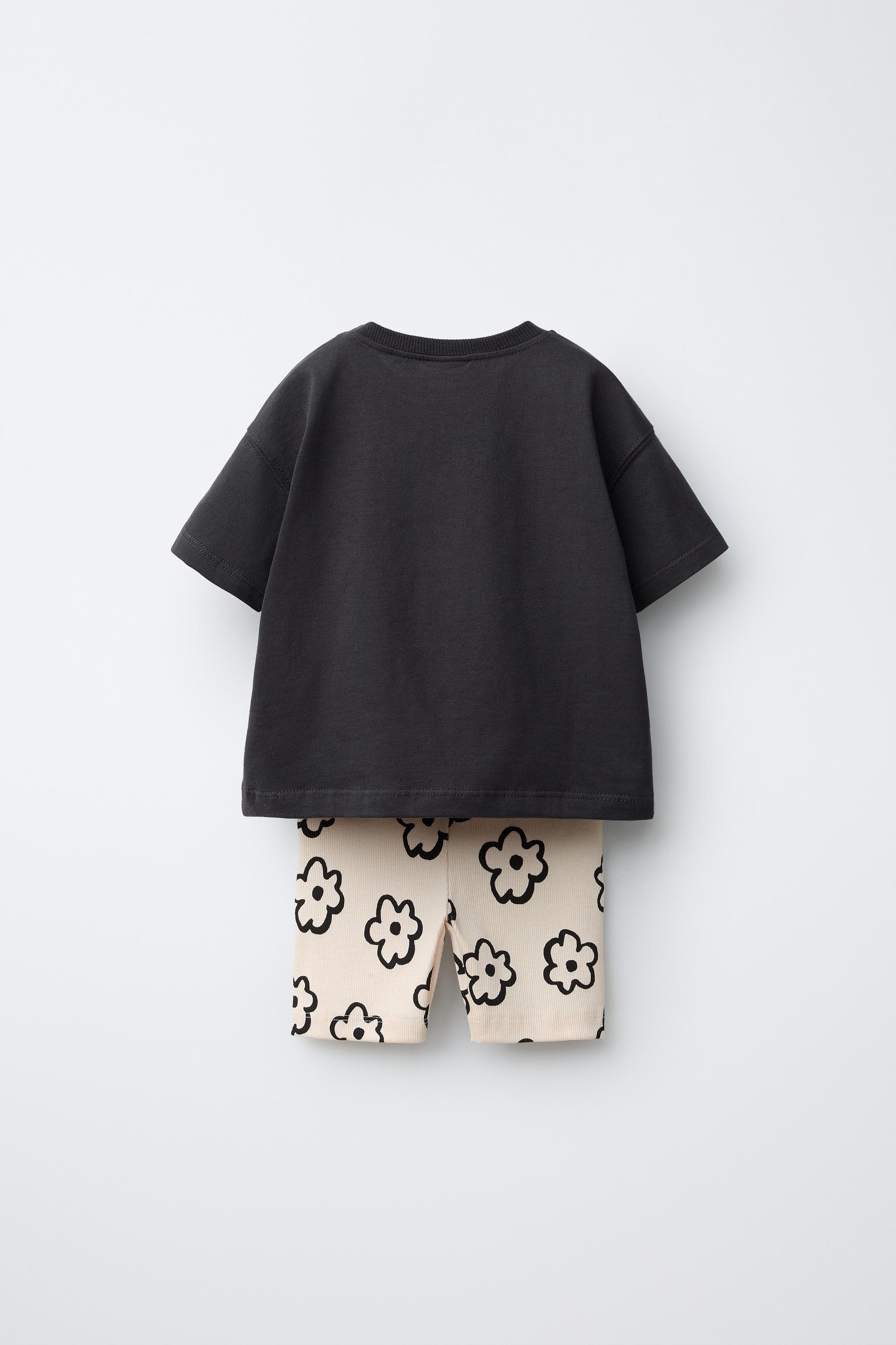 PRINTED T-SHIRT AND CYCLING LEGGINGS SET