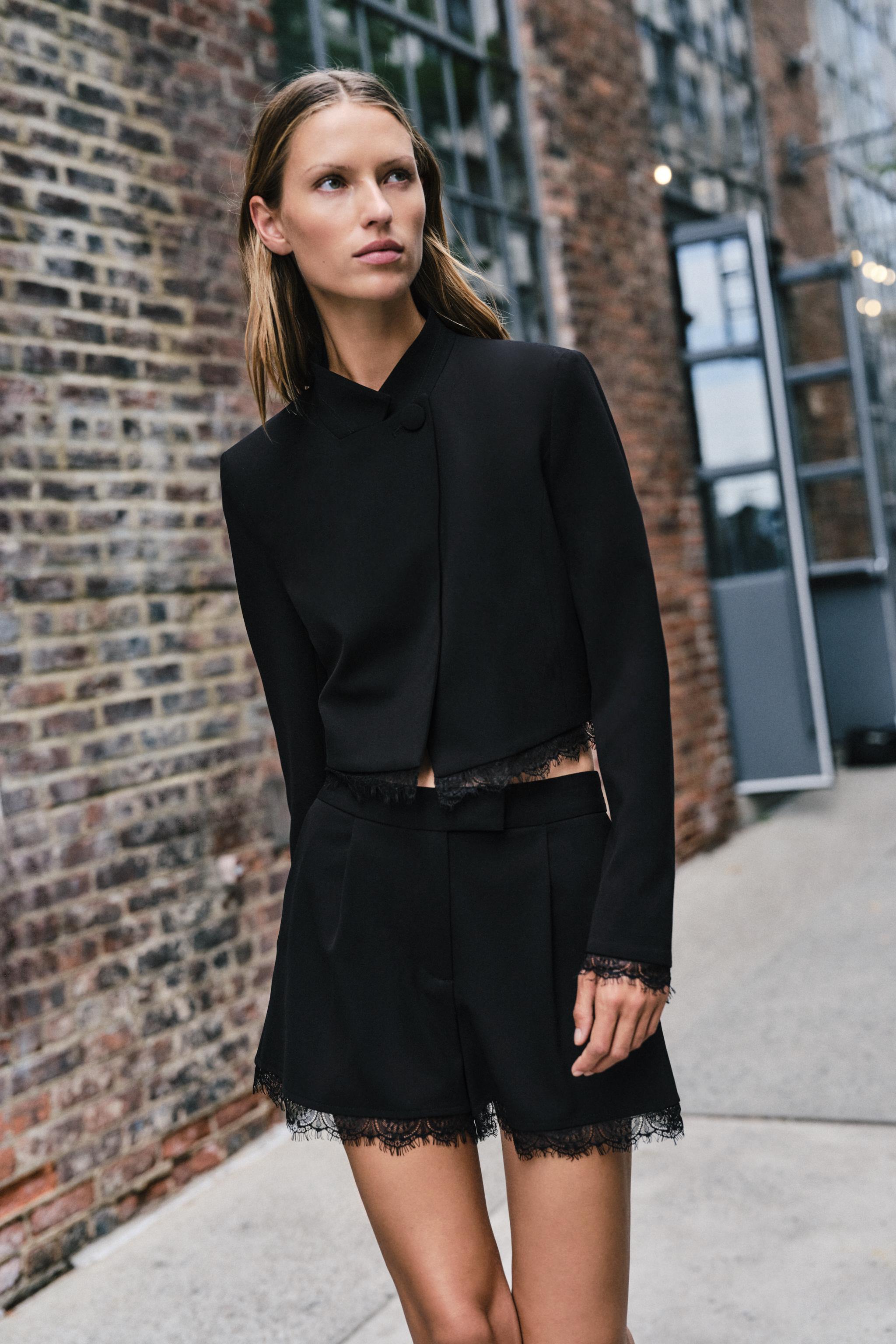 Zara DANTEL DETAYLI CROP BLAZER görsel 5