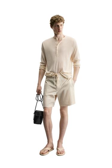 MAILLOT DE BAIN LONG À CORDON - Écru de Zara