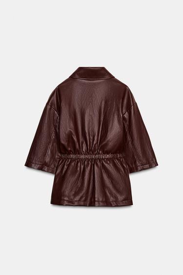 FAUX LEATHER BLAZER - Burgundy by Zara - Image 6