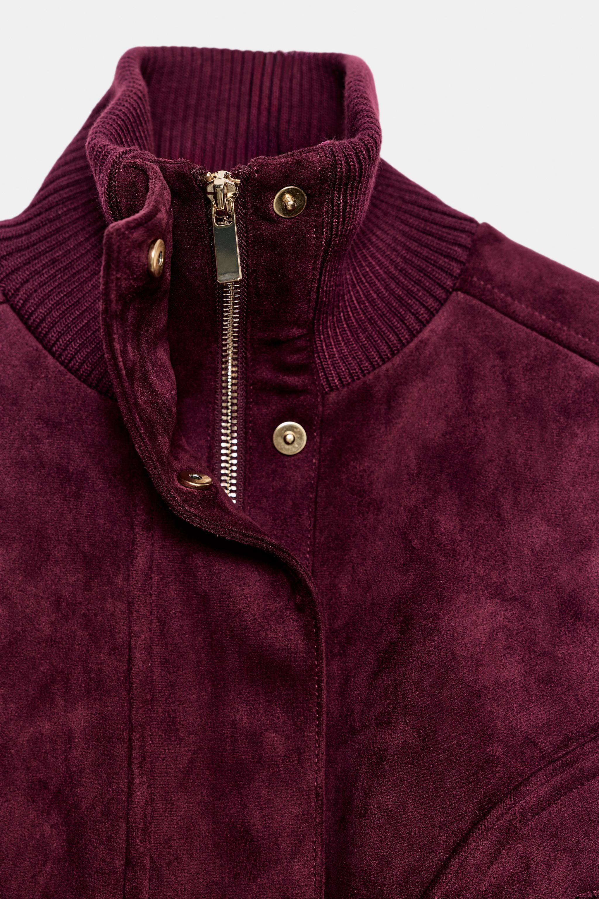 VESTE EFFET DAIM À COL MONTANT