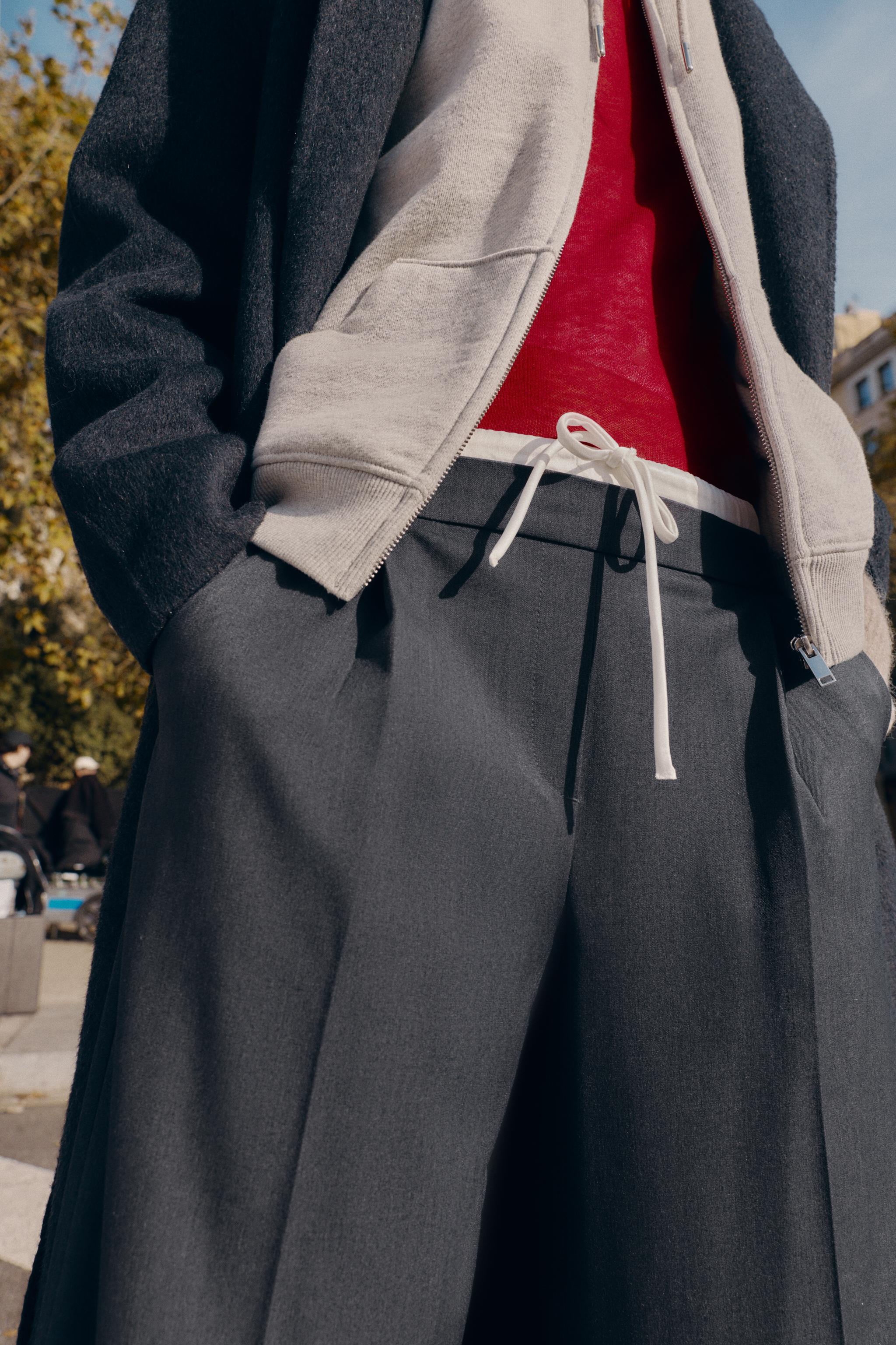 DOUBLE WAISTBAND WIDE-LEG PANTS