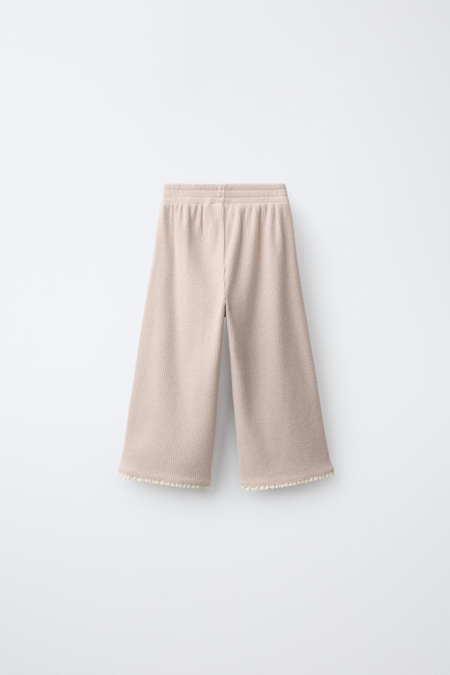 Детские брюки Zara Soft Touch Ribbed Wide-Leg, цвет: Бежевый — фото 2