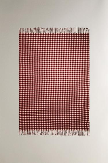 MANTA SUAVE QUADRADOS VICHY NATAL - Vermelho da Zara