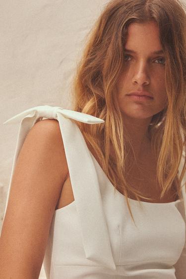 STRETCH TOP WITH BOWS - White by Zara