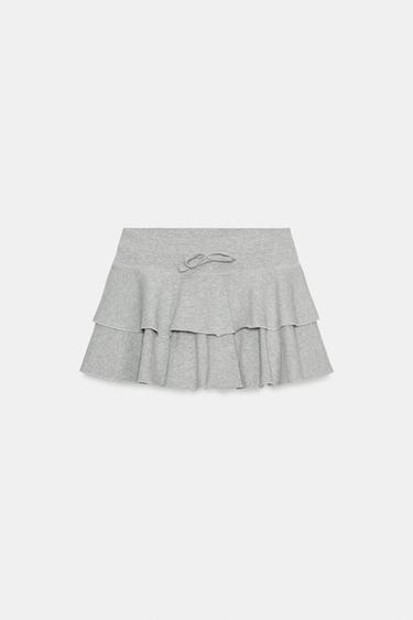 MINI JUPE À VOLANTS - Gris chiné de Zara - Image 5