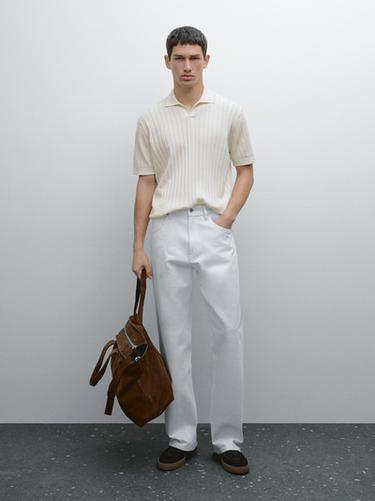 Polo de punto canalé - Crudo de Zara - Imagen 0