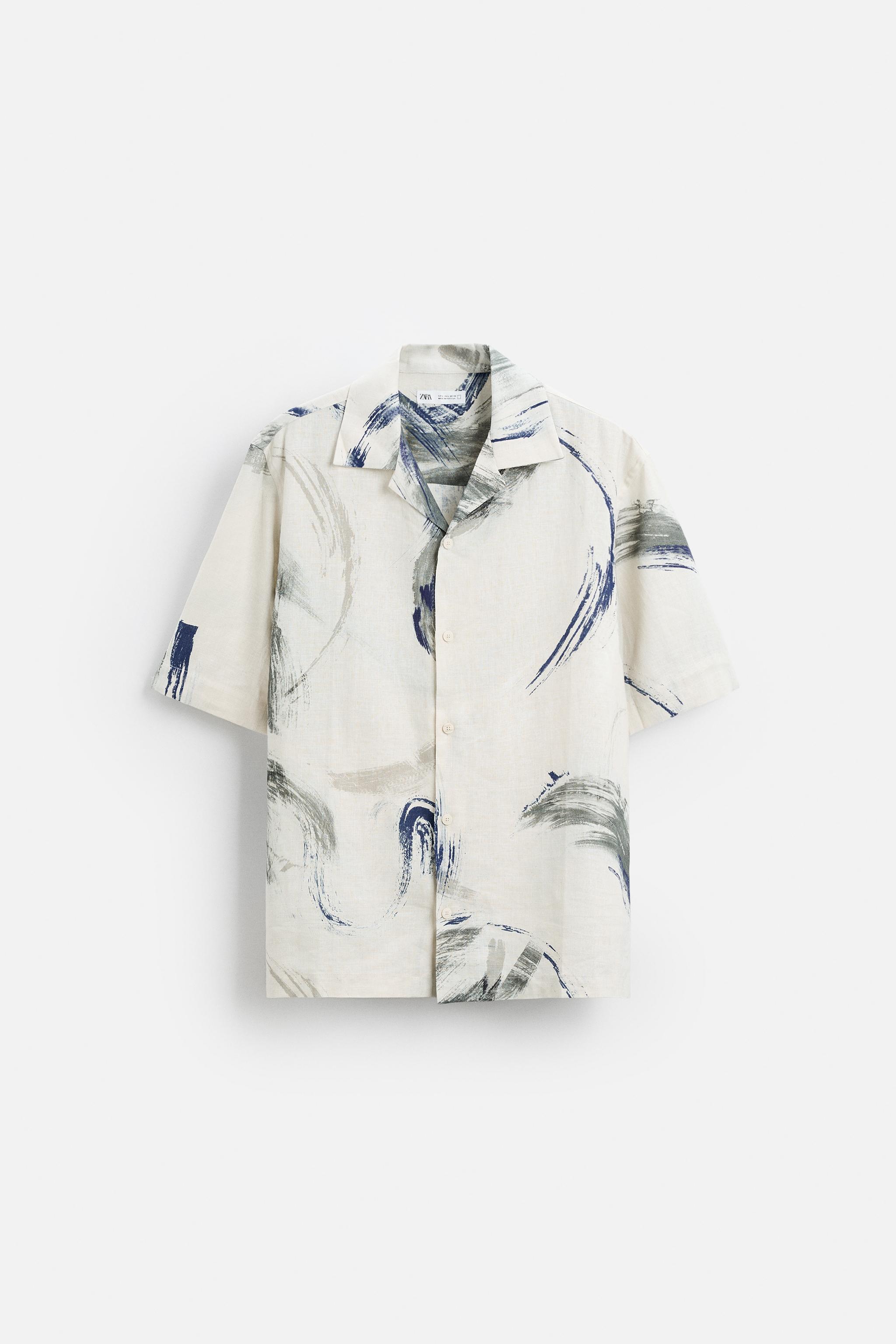 ZARA アブストラクト プリント シャツ 5679/302 アブストラクト プリント シャツ - 濃青 | ZARA Japan / 日本