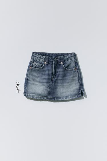Zara DENIM BERMUDA SKIRT - Light blue