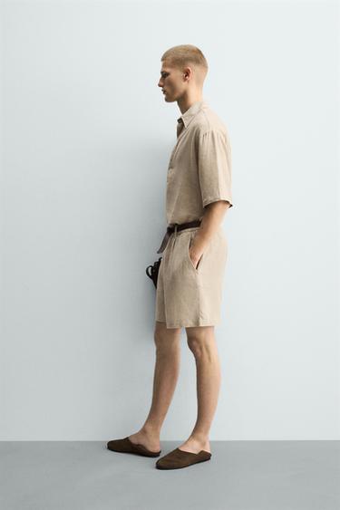 REGULAR FIT LINEN-VISCOSE POLO SHIRT - Sand by Zara - Image 3