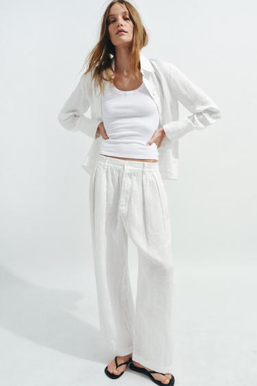 TOP MANGA SISA RIB - Blanco de Zara