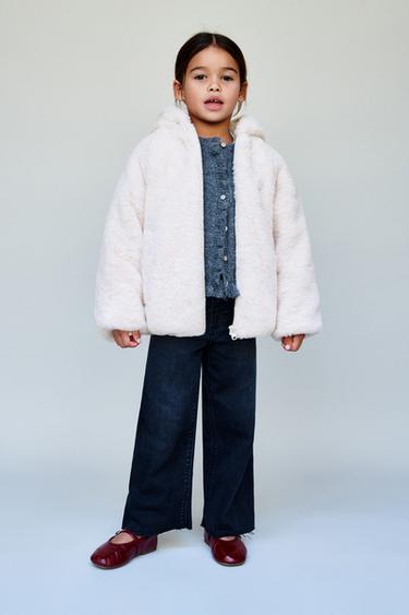 FAUX FUR HOODED JACKET - Ecru by Zara