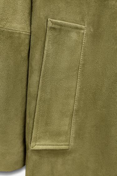 100% SUEDE LEATHER LONG COAT - LIMITED EDITION - Light green by Zara - Image 5