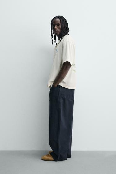 CHEMISE RELAXED FIT LYOCELL ET COTON À IMPRIMÉS - Blanc cassé de Zara - Image 3