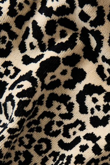 Zara ANIMAL PRINT VELOUR BEACH TOWEL - Sand / Black