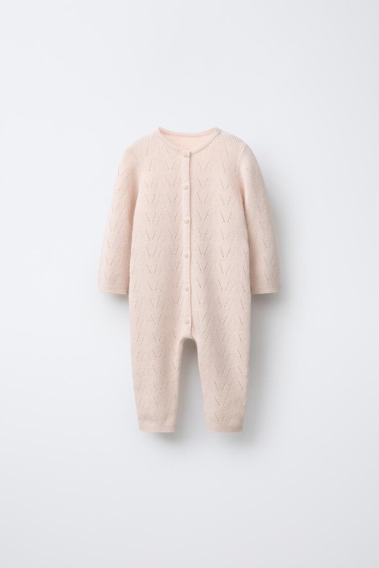 COTTON WOOL KNIT JUMPSUIT Light beige ZARA India