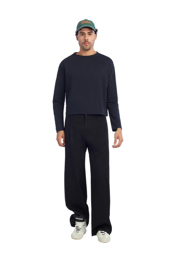 CROPPED LONG SLEEVE T-SHIRT - Navy blue by Zara - Image 0