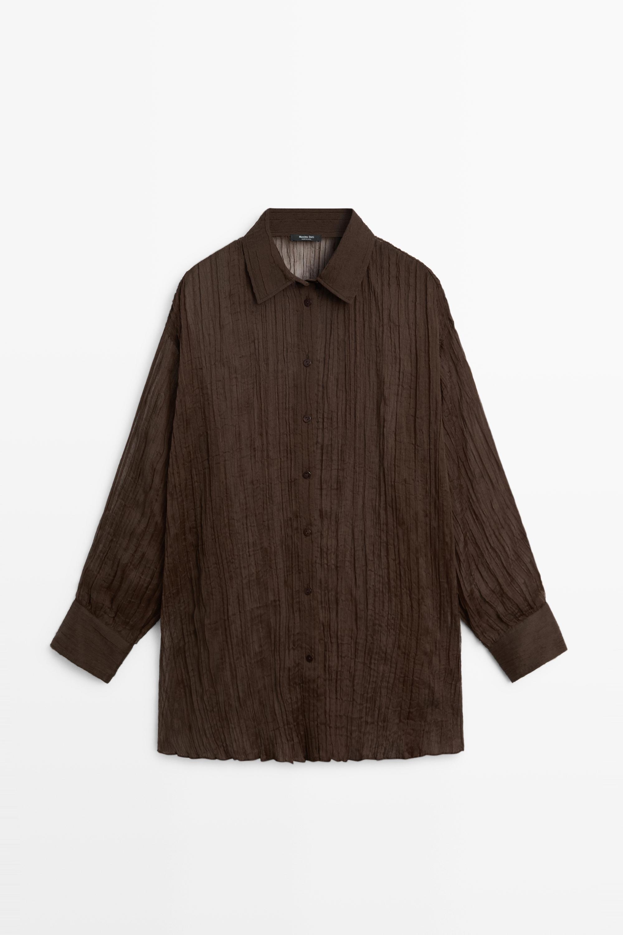 Total look pleated shirt — Brown