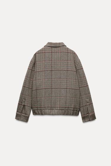 CHECKED WOOL BLEND BOMBER JACKET - ZW COLLECTION - Ecru / Beige by Zara