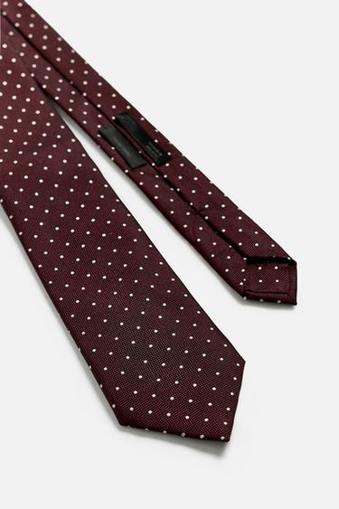 100% SILK JACQUARD TIE - Burgundy by Zara - Image 4