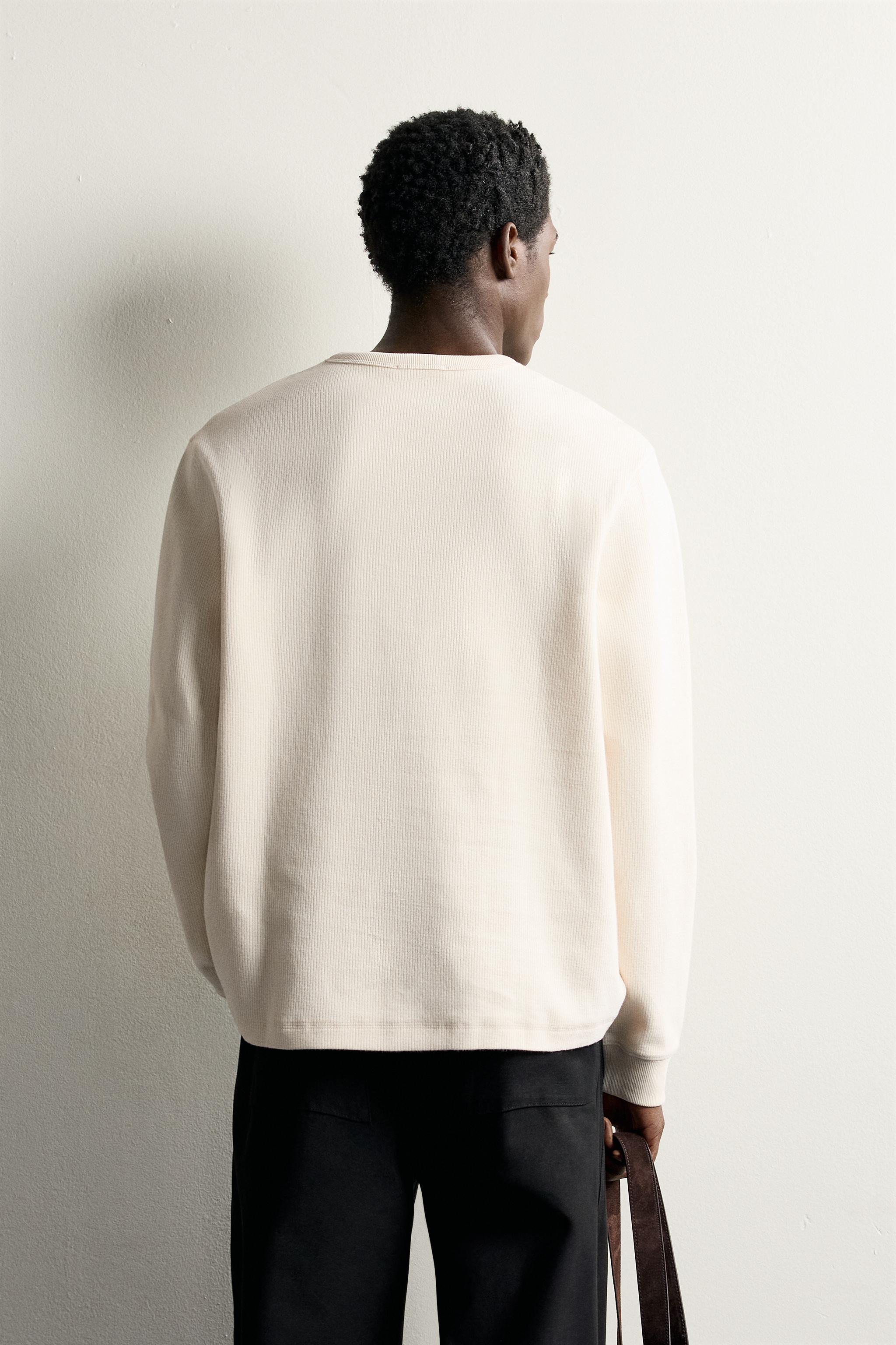 Мужские рубашки Zara TEXTURED HENLEY SHIRT — фото 3