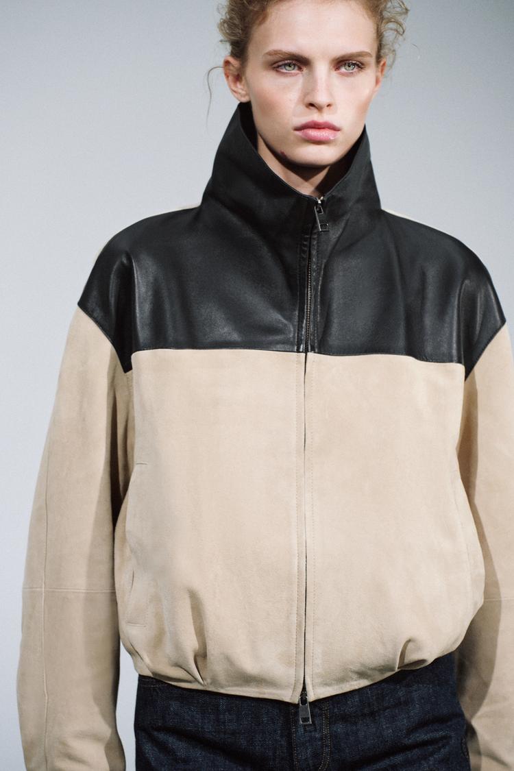 ZW COLLECTION 100% LEATHER JACKET — Light camel