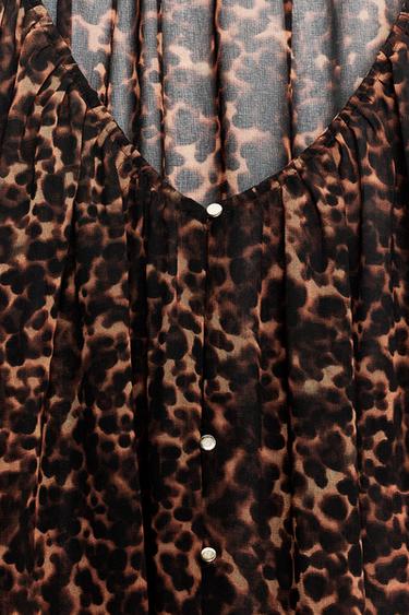 ANIMAL PRINT SEMI-SHEER BLOUSE - Leopard by Zara - Image 7
