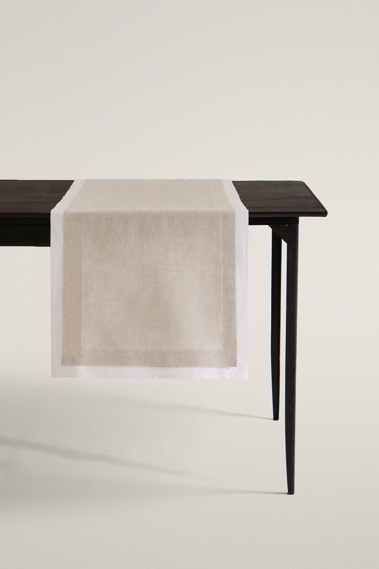 DOUBLE-LAYER LINEN TABLE RUNNER — Ecru