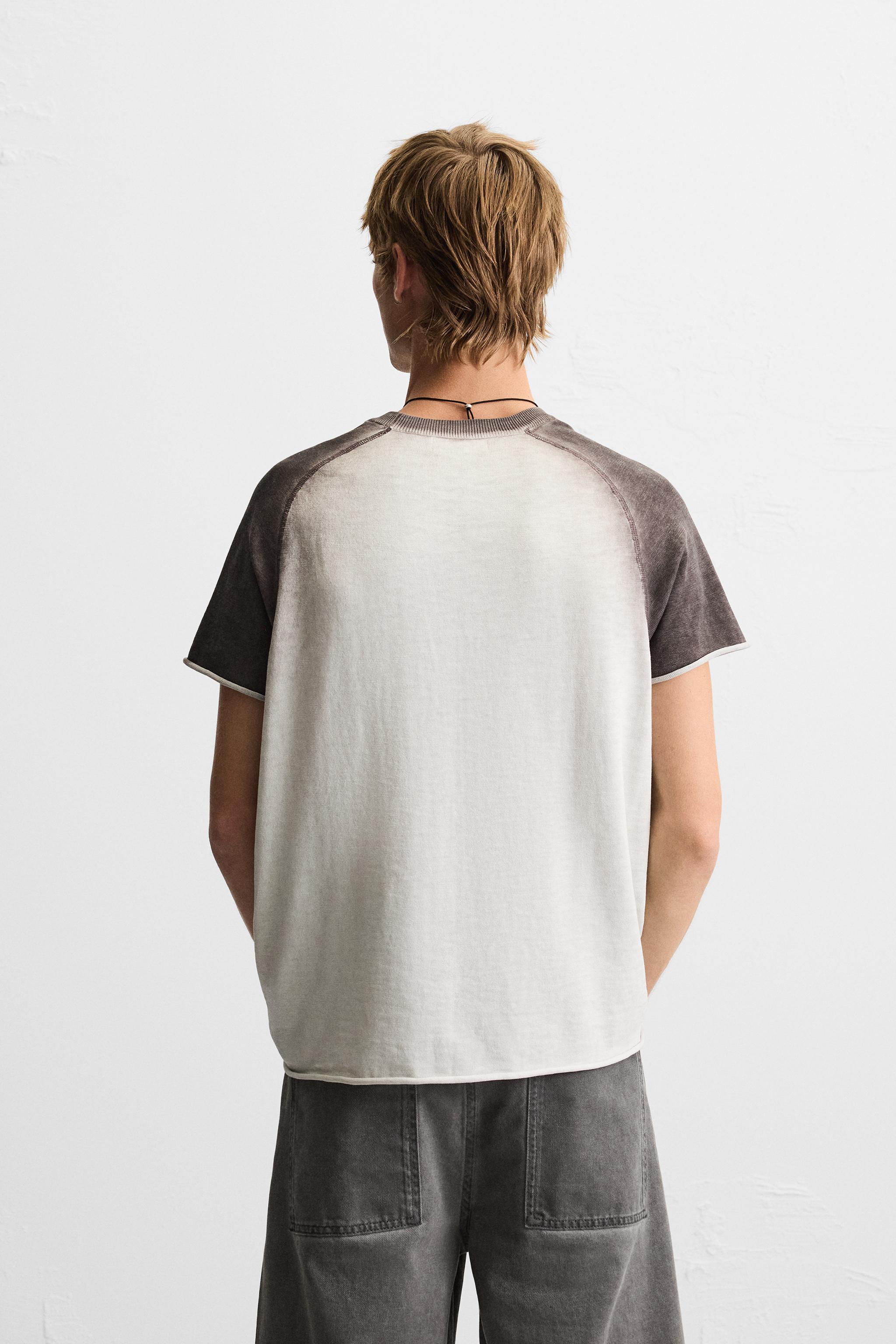 スペイン発送 ZARA スプレープリントニットTシャツ カジュアル スプレープリント ニット Tシャツ - オフホワイト | ZARA Japan