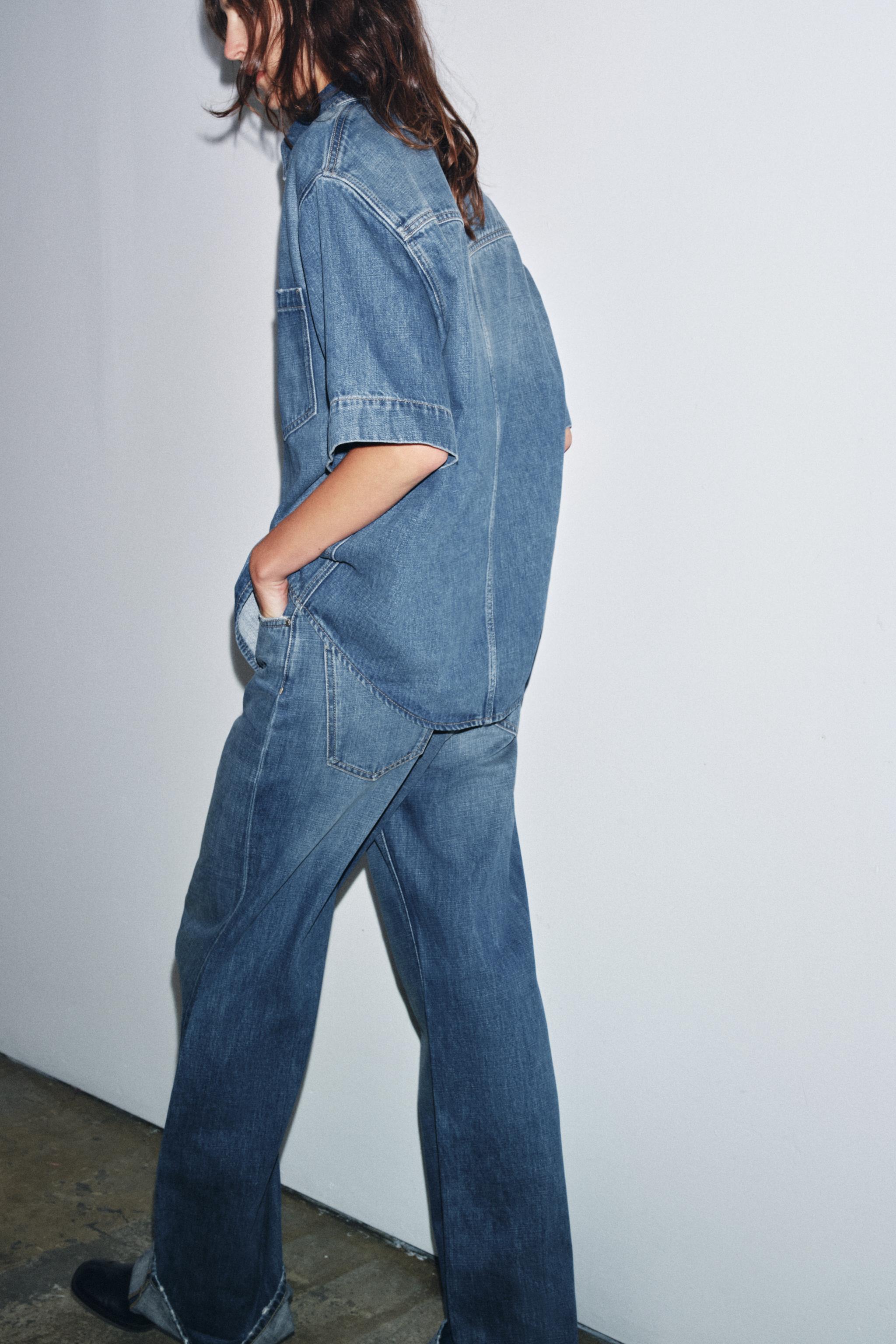 ZW COLLECTION 半袖デニムシャツ - ミディアムブルー | ZARA Japan / 日本