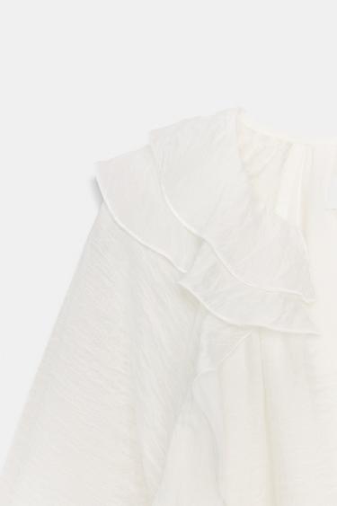 BLOUSE À VOLANTS ET PLIS - Blanc de Zara - Image 7