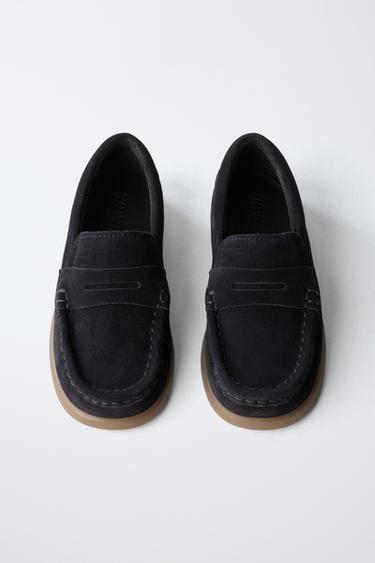 MOCASSINS MASQUE EN CUIR - Bleu marine de Zara - Image 3