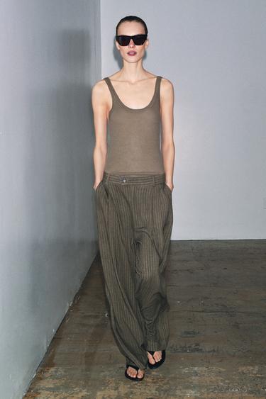 PANTALON RAYURES JACQUARD ZW COLLECTION - Vison de Zara - Image 3