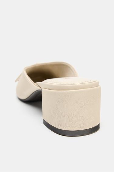 LEATHER SLINGBACK BALLET FLATS WITH BOW - Ecru White by Zara - Image 5