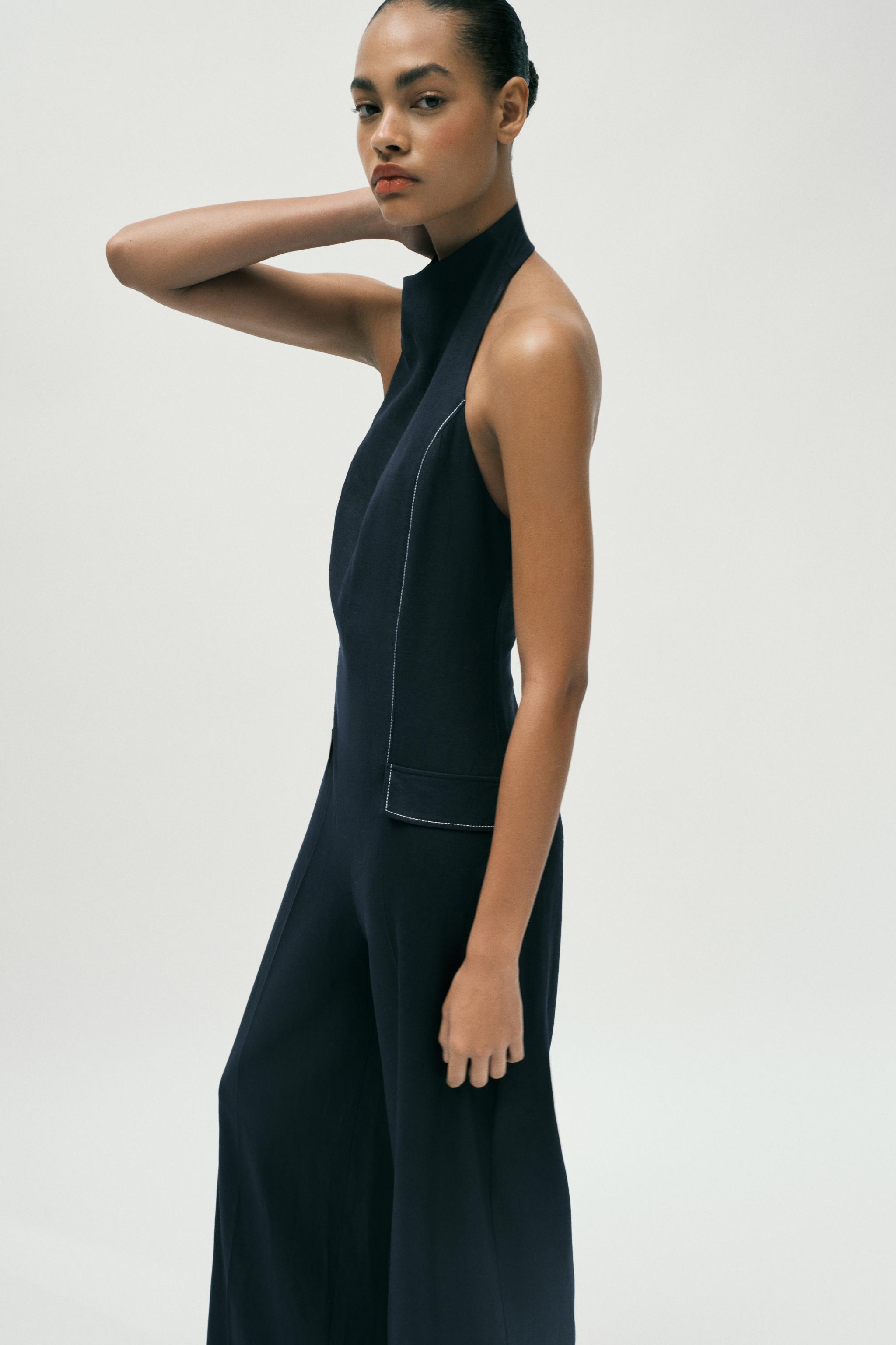 COMBINAISON HALTER SURPIQÛRES CONTRASTANTES AVEC LIN
