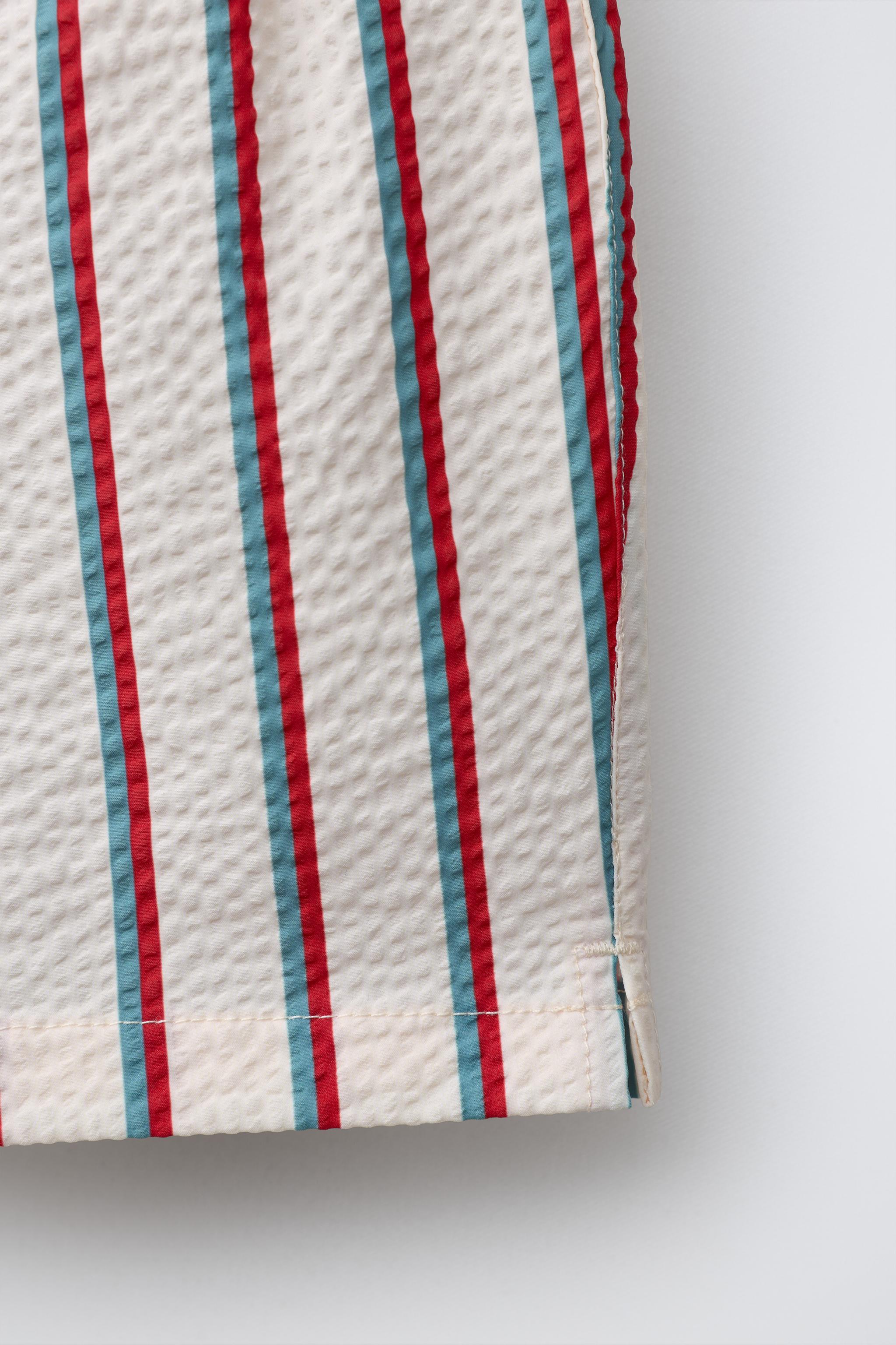 6-14 YEARS/ TEXTURED STRIPE SWIM SHORTS