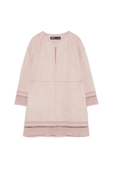 FRINGED FAUX SUEDE JACKET