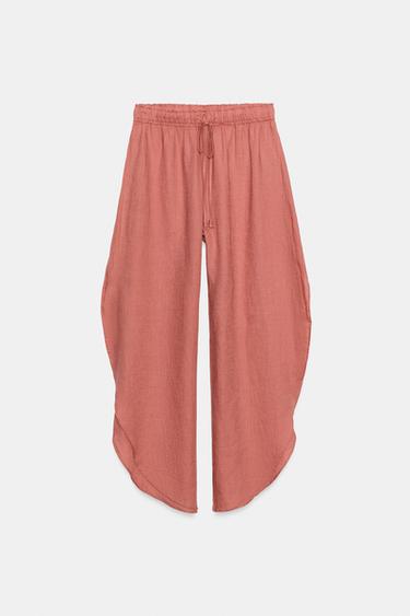 PANTALÓN LINO 100% ABERTURAS ZW COLLECTION - Coral de Zara