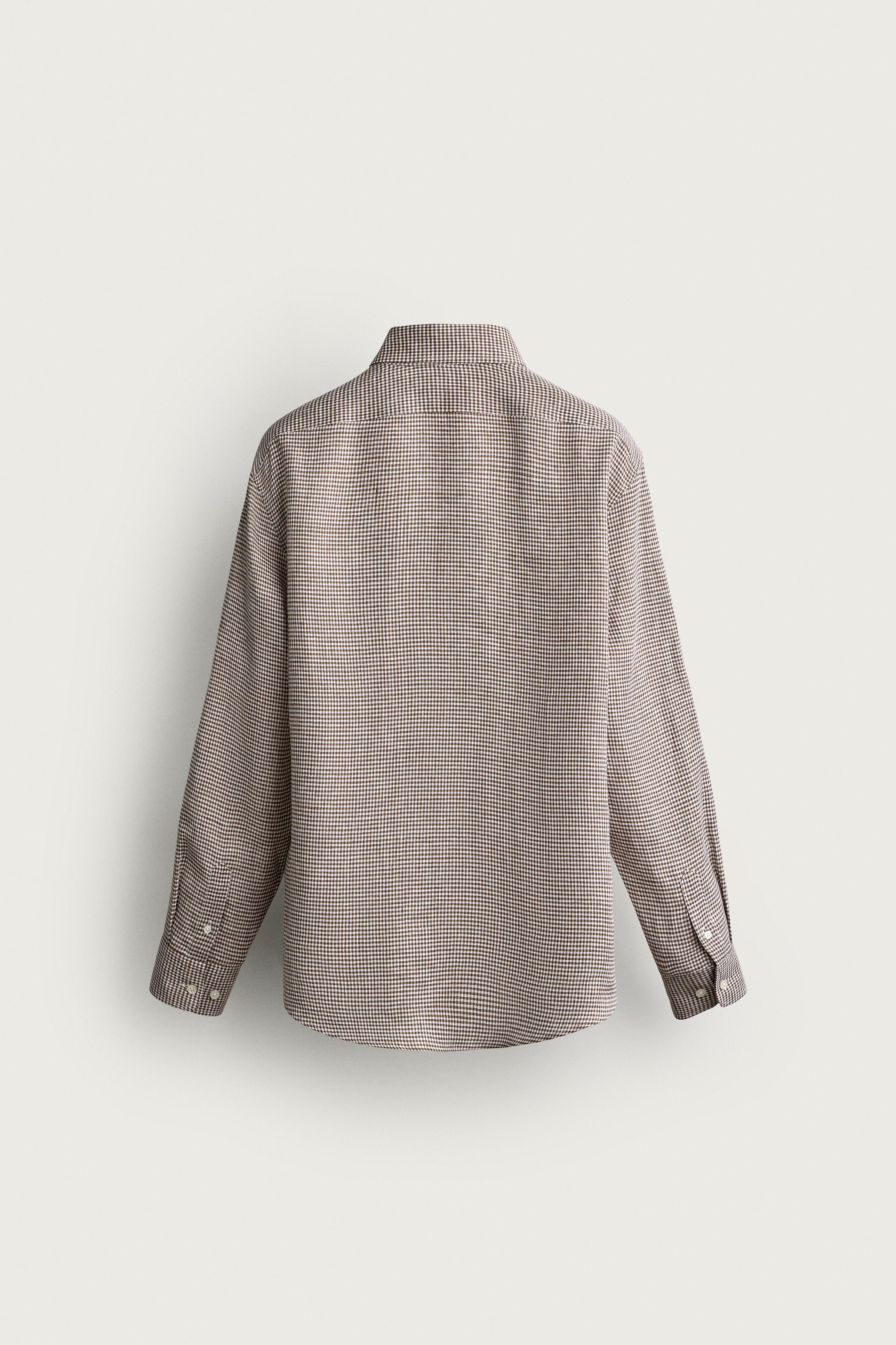 CHEMISE REGULAR FIT À CARREAUX 100% LIN