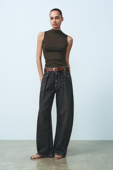 COTTON MODAL TOP - Dark brown by Zara - Image 0