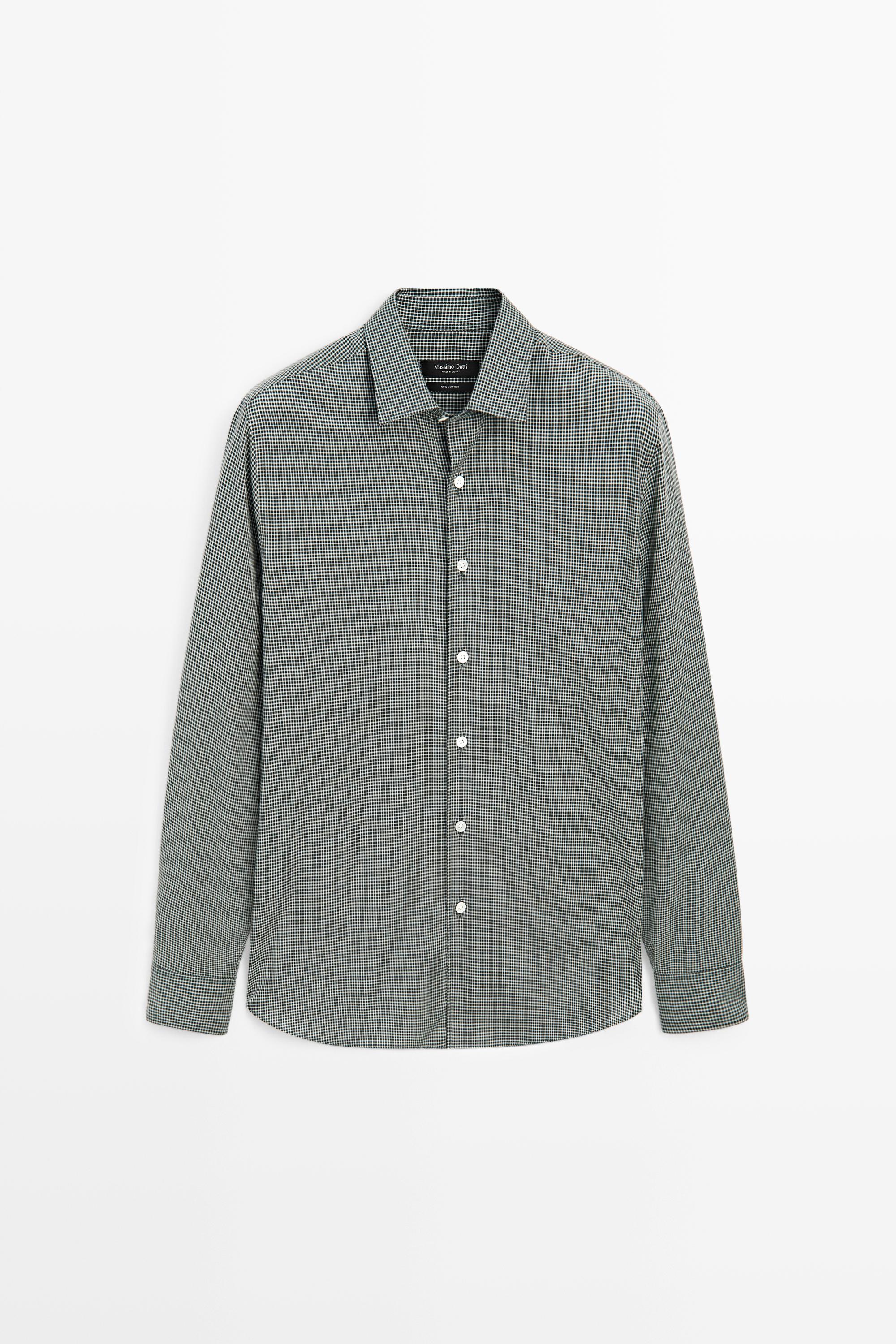 100% cotton check regular fit shirt — 