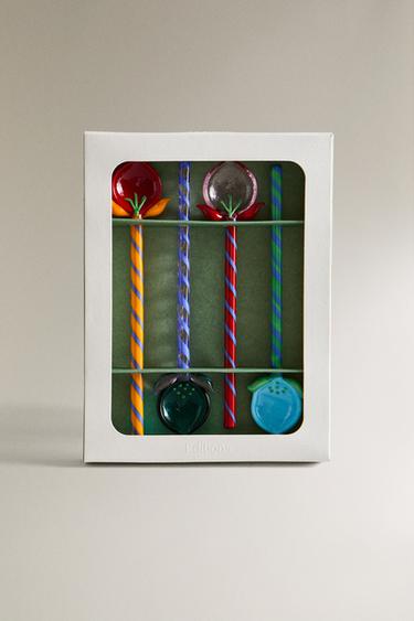 SET OF FLORAL GLASS DESSERT SPOONS (SET OF 4) - striped by Zara - Image 5