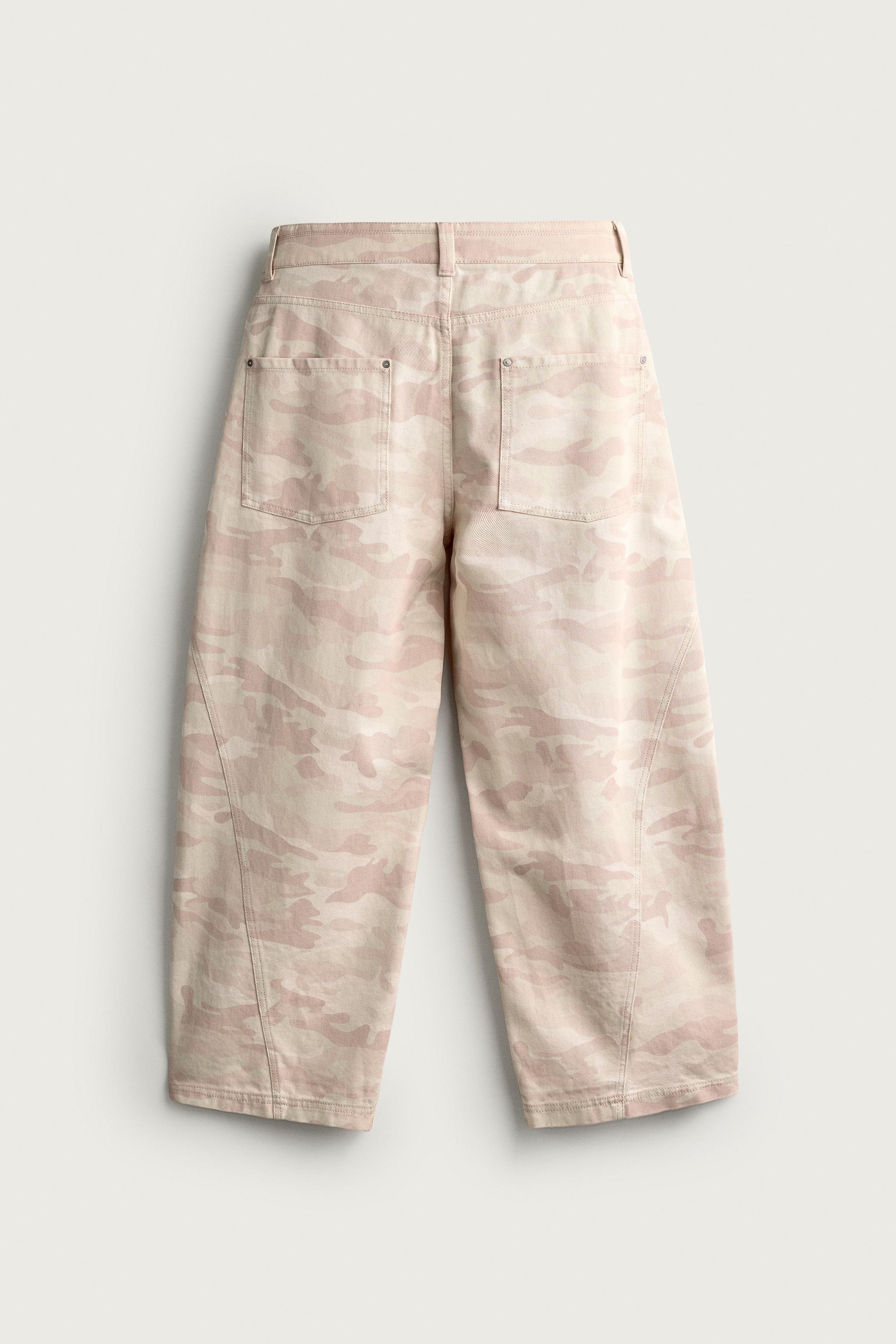 ABSTRACT PRINT BALLOON FIT PANTS — Faded pink