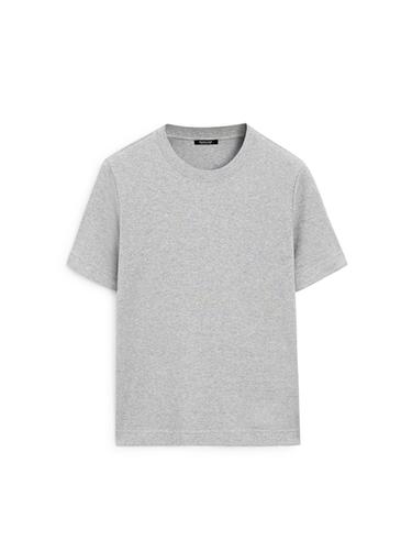 T-shirt à col rond 100 % coton interlock - Gris / Beige de Zara