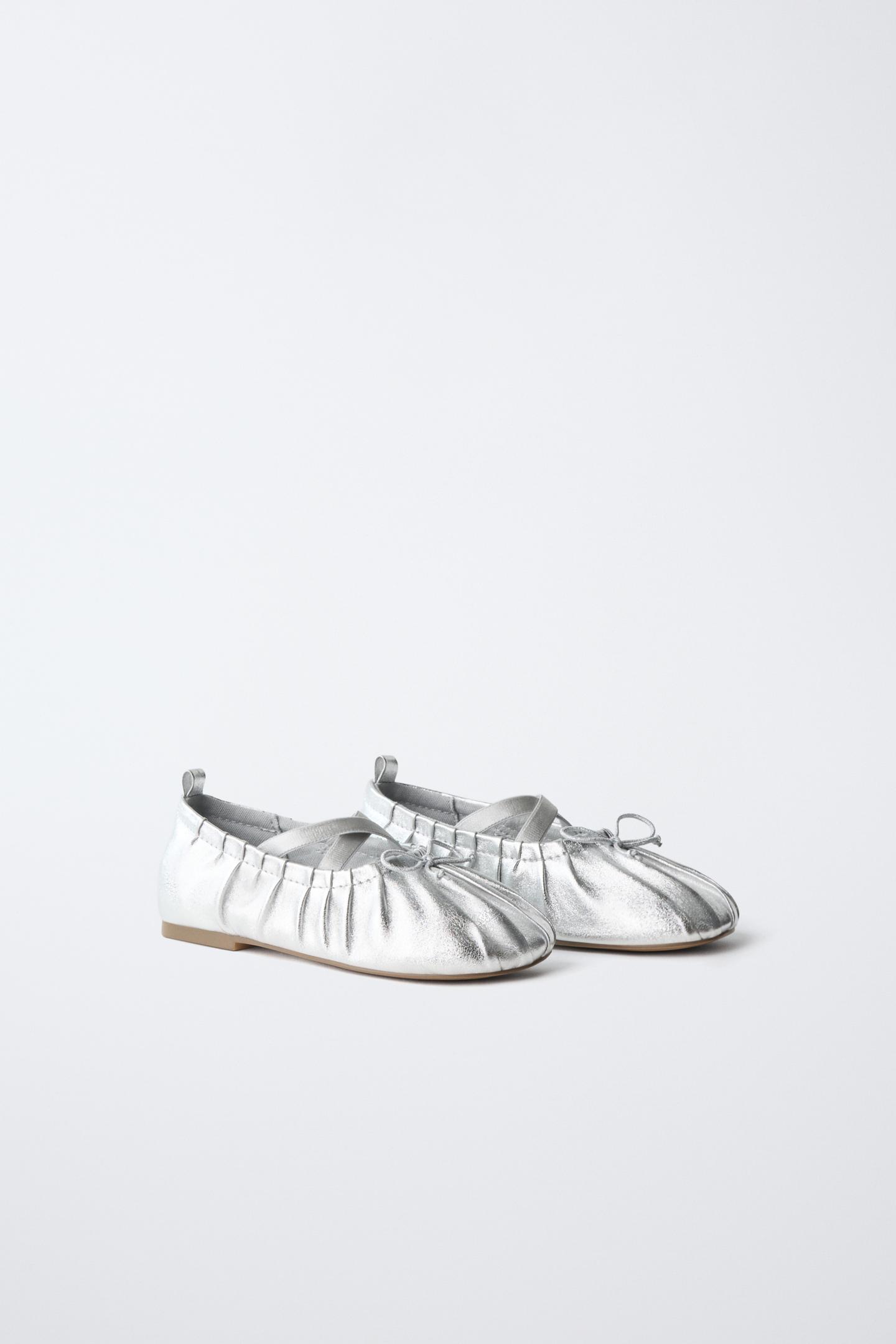 Детские балетки Zara Metallic Ballet, цвет: Серебряный — фото 2