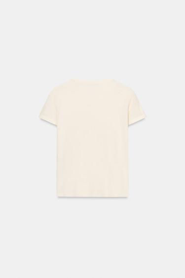 T-SHIRT DÉCHIRURES MANCHES COURTES - Écru de Zara - Image 5