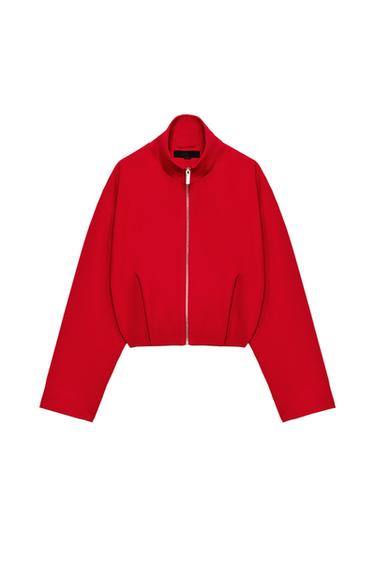 CAÇADORA BOMBER DE COLL ALT - Vermell de Zara
