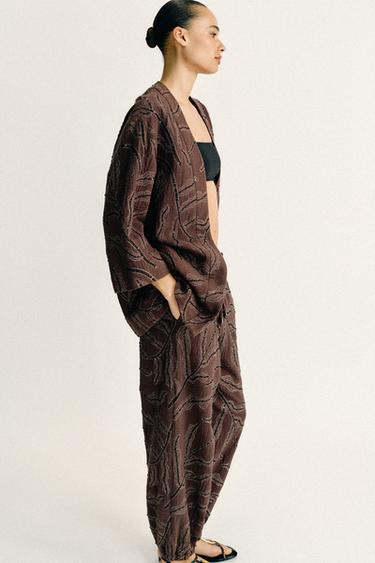 KIMONO PAILLETTES FIL MÉTALLISÉ - Marron de Zara - Image 6