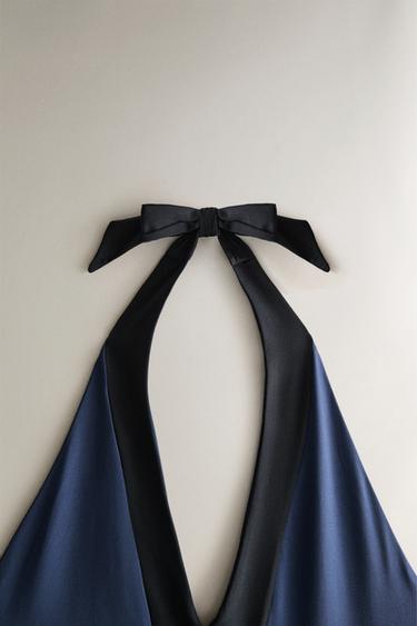 TIED HALTER BEACH SWIMSUIT - Mid-blue by Zara - Image 1